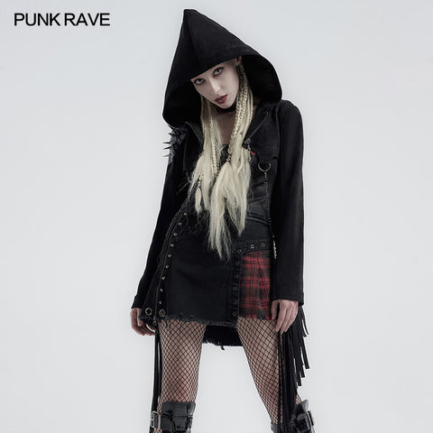 Punk handsome tassel hooded jacket