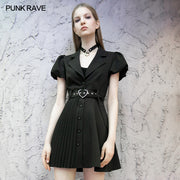 Shirt-style pleated dress