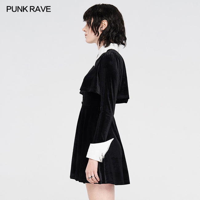 2020 Dark bat white collar little black gothic dress Punkravestore 2020 Dark bat white collar little black gothic dress Punkravestore