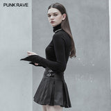 High Collar Irregular Hem Pullover Sweater