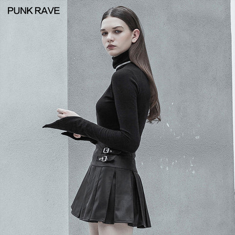 High Collar Irregular Hem Pullover Sweater