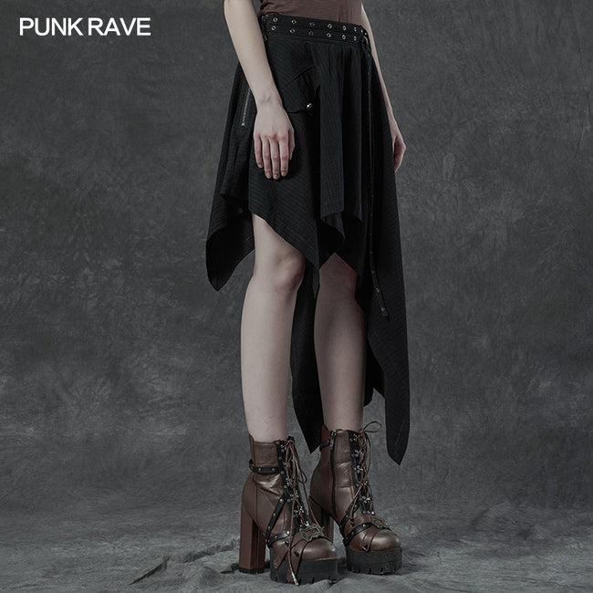 Punk asymmetrmetric vertical half skirt