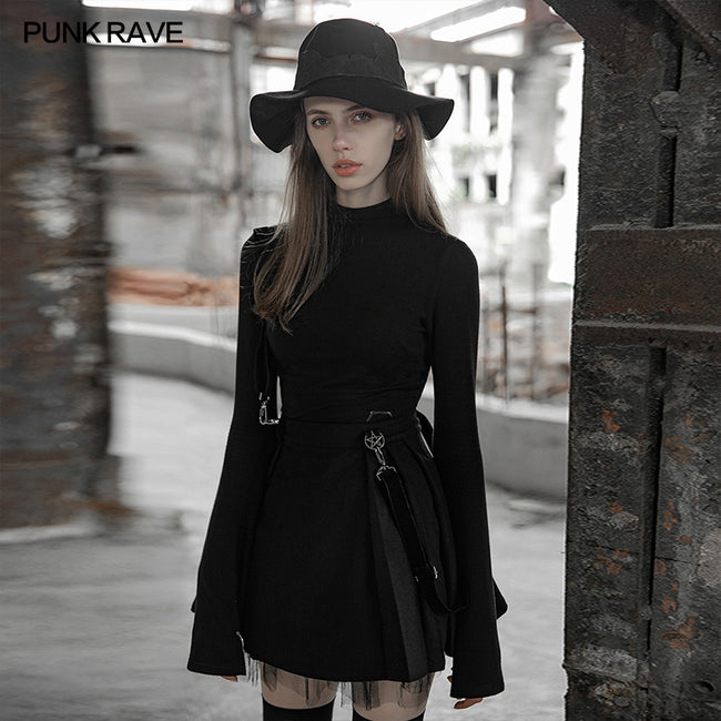 Dark Girl A pendulum Plaid Suspender Half Skirt