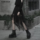 Chiffon lace asymmetrical hemline skirt