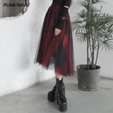 Dark Red and Black Gradient Half Skirt