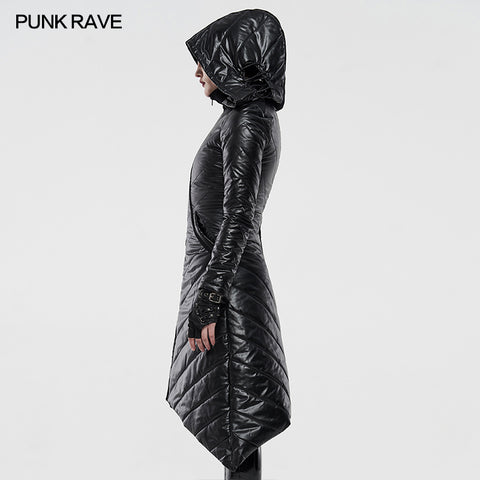 Dark Punk Geometric Split Medium Long Coat
