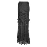 Winter Women Black Long Lace Fishtail Fashion Gothic Skirt