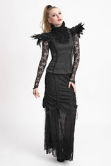 Winter Women Black Long Lace Fishtail Fashion Gothic Skirt