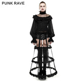 Lolita Style Adjustable Banked Lace Pattern Bustle Gothic Dresses