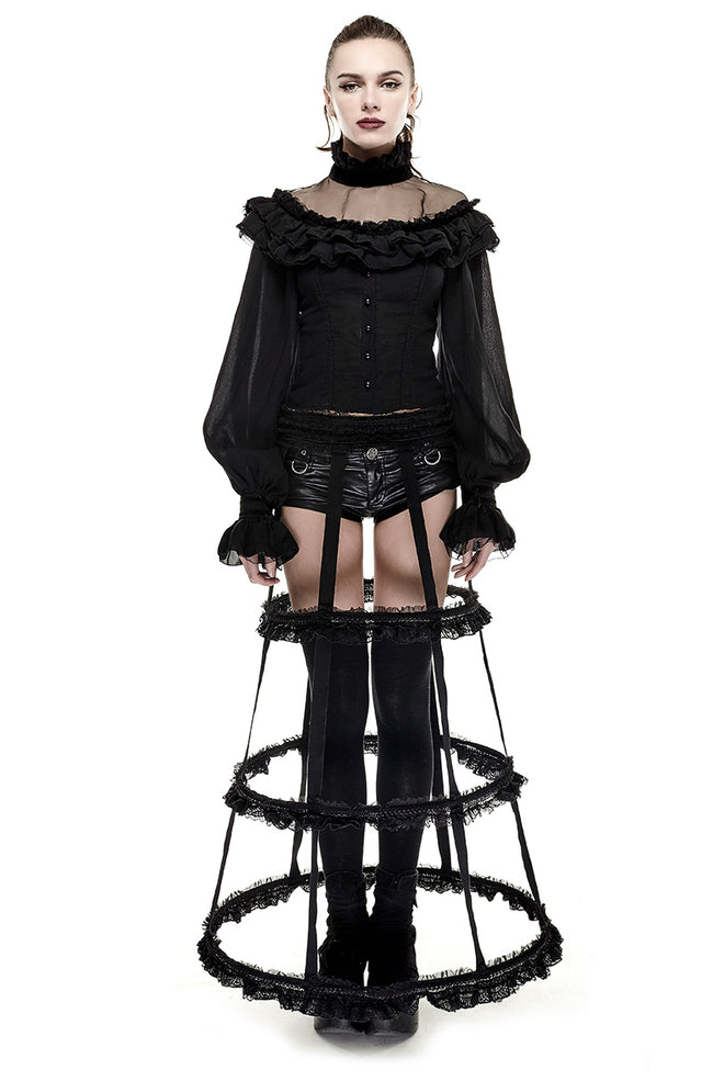 Lolita Style Adjustable Banked Lace Pattern Bustle Gothic Dresses