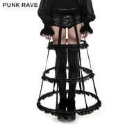 Lolita Style Adjustable Banked Lace Pattern Bustle Gothic Dresses
