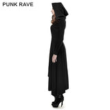 Black Knitted Slim Long Sleeve Hooded Evening Gothic Dresses