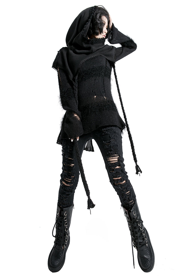 Fashion Ladies Knitted Black Wool Hood Accessories