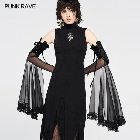 Gothic Lace Shadow Flower Long Gloves