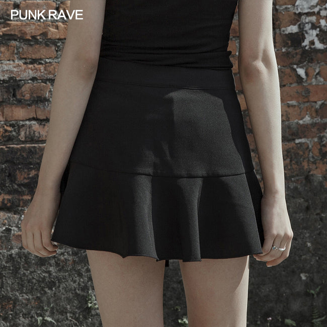 Black fake two-piece skirt