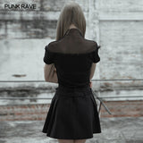 High neck mesh splicing top