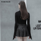 High Collar Irregular Hem Pullover Sweater