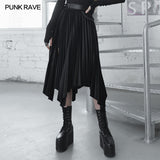 "Wednesday" series dark and elegant printed pleated patchwork skirt