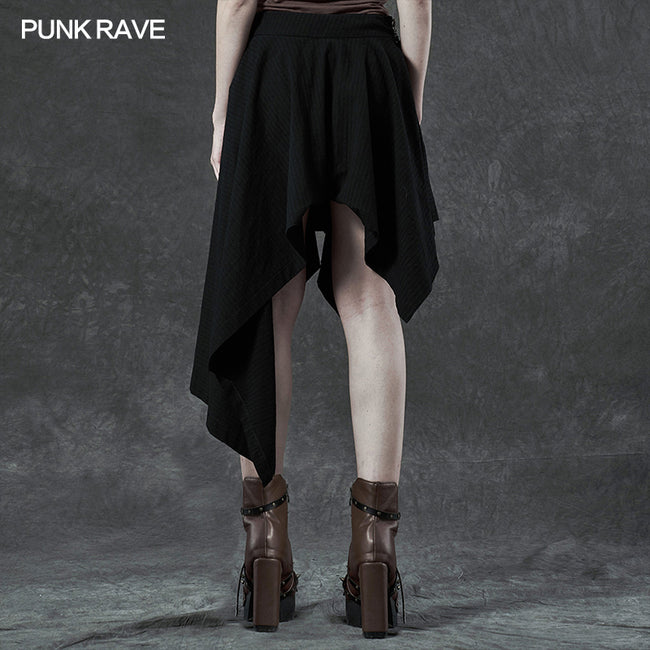 Punk asymmetrmetric vertical half skirt