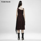 Punk Rebellious Girl Irregular Dress - Red