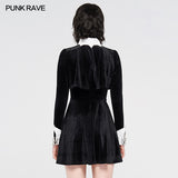 2020 Dark bat white collar little black gothic dress