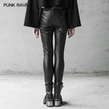 Military Uniform Buckle Skinny PU Leather Pants (with belt)