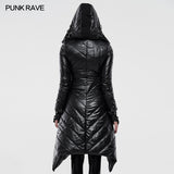 Dark Punk Geometric Split Medium Long Coat