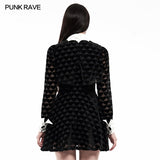 Dark peach heart shadow flower bat white collar little black dress