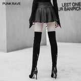 High Waist Metal Buckle Decorative Pleated PU Half Skirt