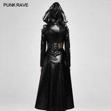 Cosmic Warrior Glossy Hollow Detachable Hem Medium-length Coat