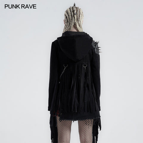 Punk handsome tassel hooded jacket
