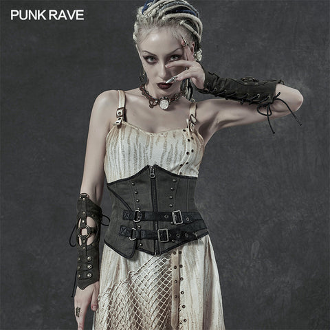 Steampunk Imitation Crocodile PU Gloves