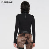 Punk knit long-sleeved T-shirt