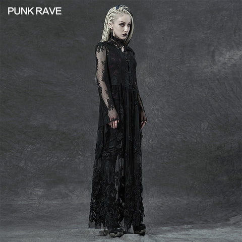 Gothic lace 3D embroidered long coat