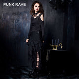 Black Irregular Long Sleeve Punk Shirts For Women