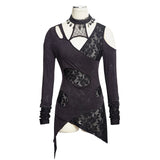 Black Irregular Long Sleeve Punk Shirts For Women
