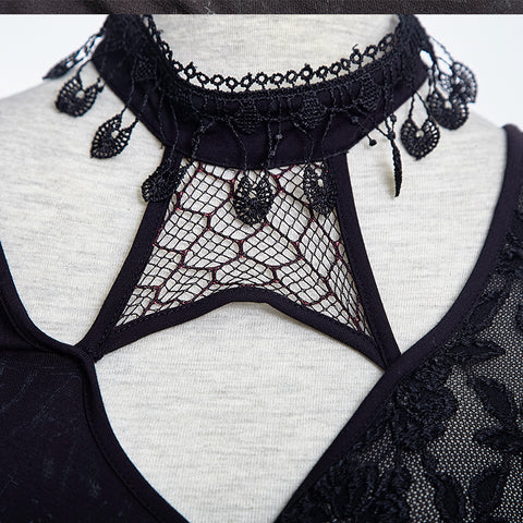Black Irregular Long Sleeve Punk Shirts For Women