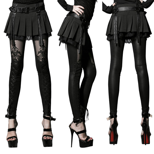 Women's Victorian Style Sexy Leather Gothic Leggings With Lace