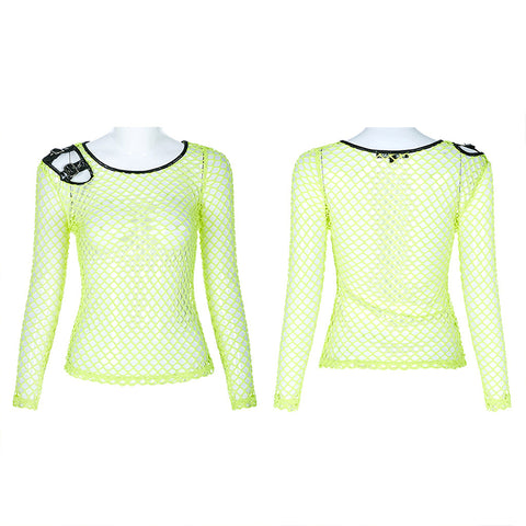Personality punk perspective mesh t-shirt