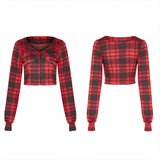 Knitted plaid short coat