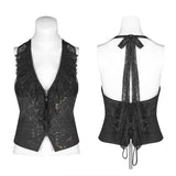 Black Gold Dark Flower Hanging Neck Lace Vest