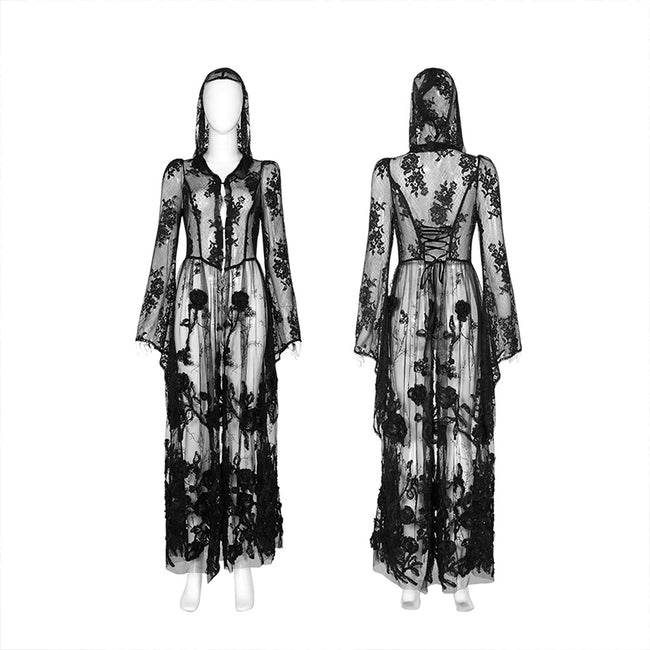 Gothic lace 3D embroidered long coat