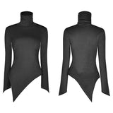 High Collar Irregular Hem Pullover Sweater