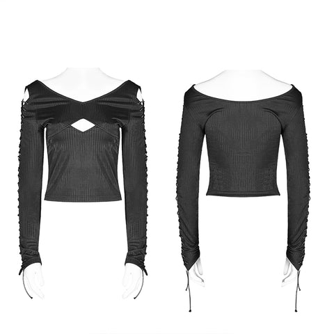 Dark legend Hollow-out Long Sleeve T-shirt