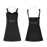 "Hard core girl" military uniform style double belt A swing dress