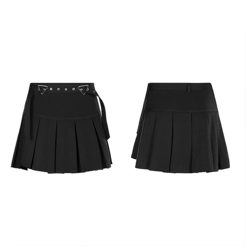 "Hardcore Girl" series simplest short front and long back pleated skirt