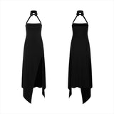 Fit verison Open high fork sleeveless dress