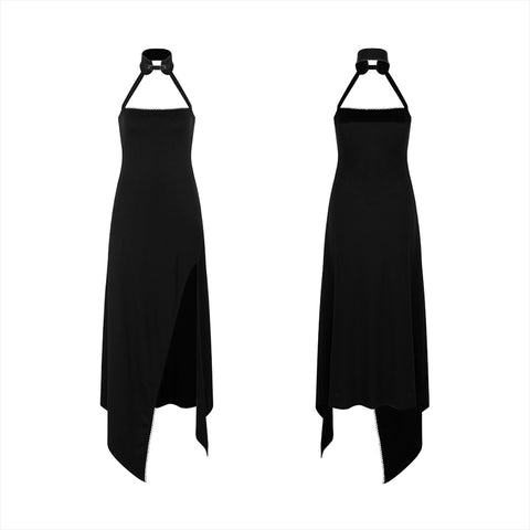 Fit verison Open high fork sleeveless dress