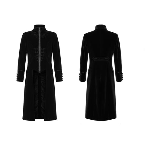 Elaborately embroidered gothic mid-length coat