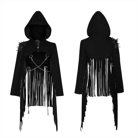 Punk handsome tassel hooded jacket